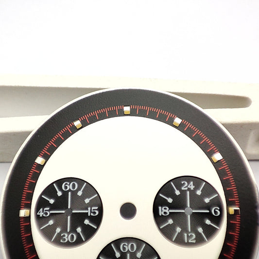 Green lume 32.5mm black and white timed lap watch dial for VK63 quartz movement.