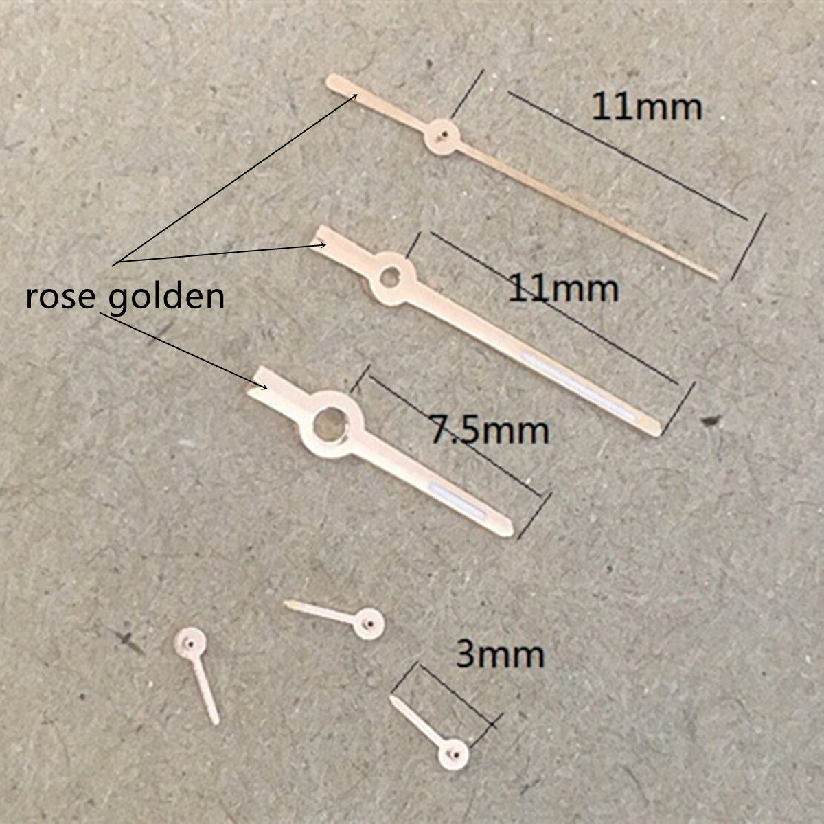 Aiguilles de montre 11 mm, garniture dorée rose, luminescentes vertes, pour VX3J, VX9J, VX7J, VX3N, VX9N, VX42