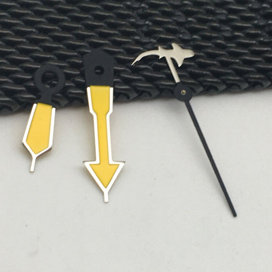 Precision A72 watch hands set for NH35A/NH36A movements, 8.5x12x12.5mm in sleek silver finish.