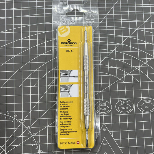 Bergeon 6767-S spring bar tool for precise watch bracelet fitting and removal, ideal for repairs and adjustments.