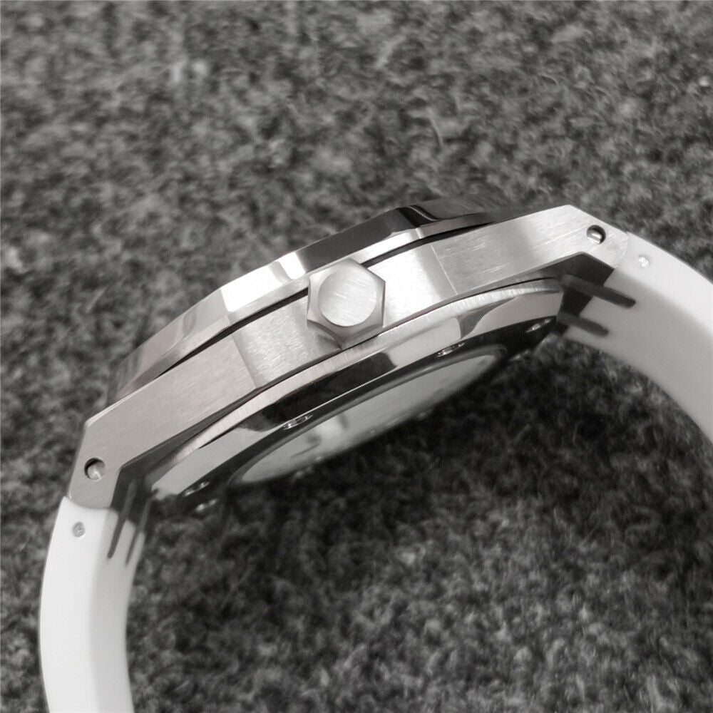 Boîtier de montre en verre saphir 41 mm + bracelet pour montre NH35/NH36 avec bracelet en caoutchouc