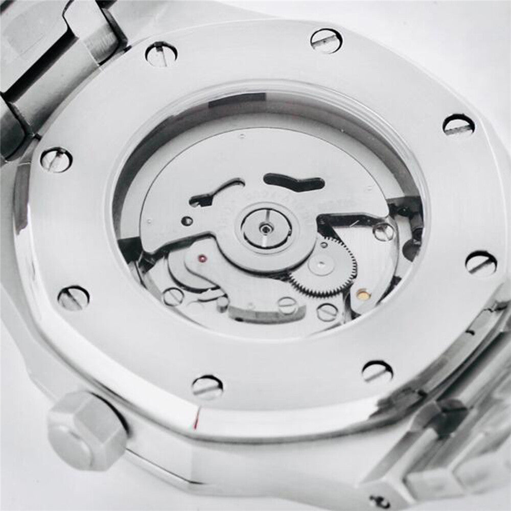Montre mécanique pour homme 41 mm, boîtier en acier inoxydable + mouvement NH35, verre saphir
