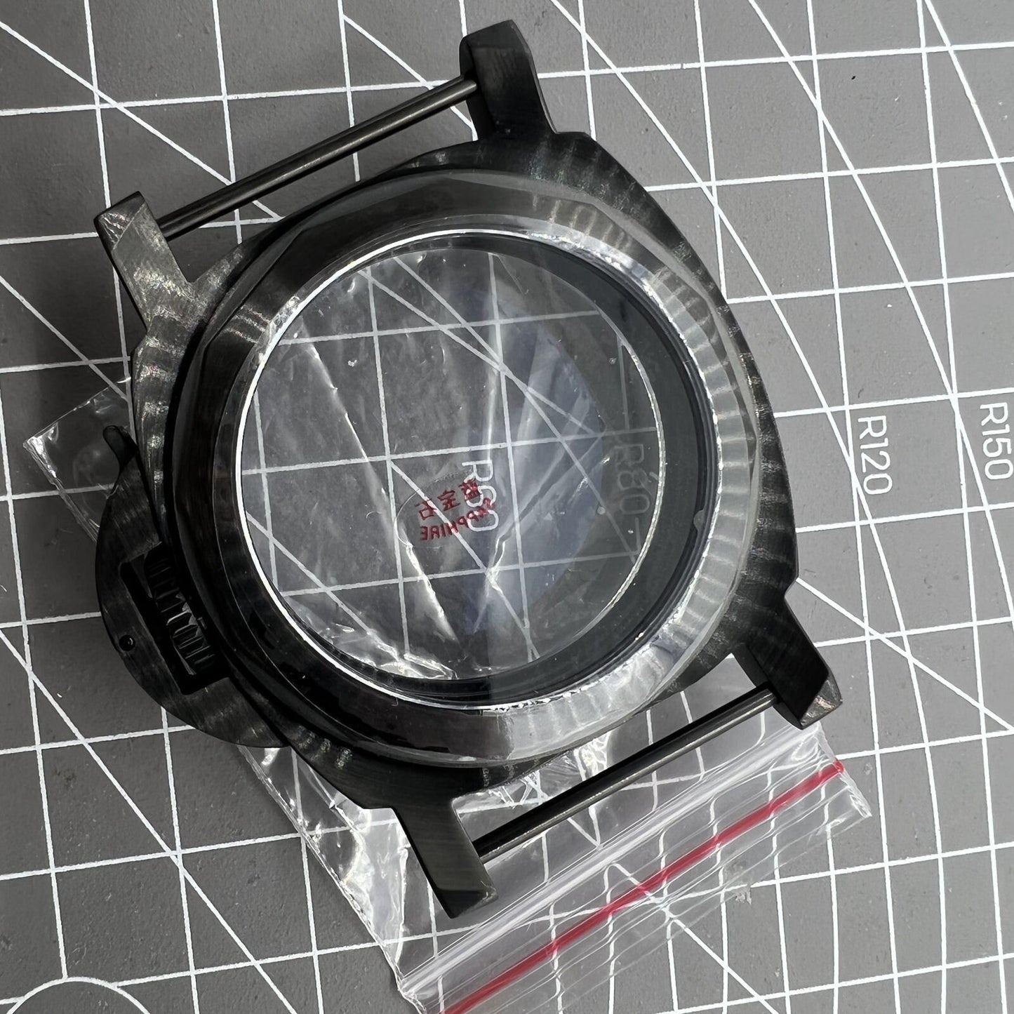 Boîtier de montre en verre saphir noir 316L de 44 mm pour Seagull ST3600/ST3621/<tc>ETA</tc>6497/6498