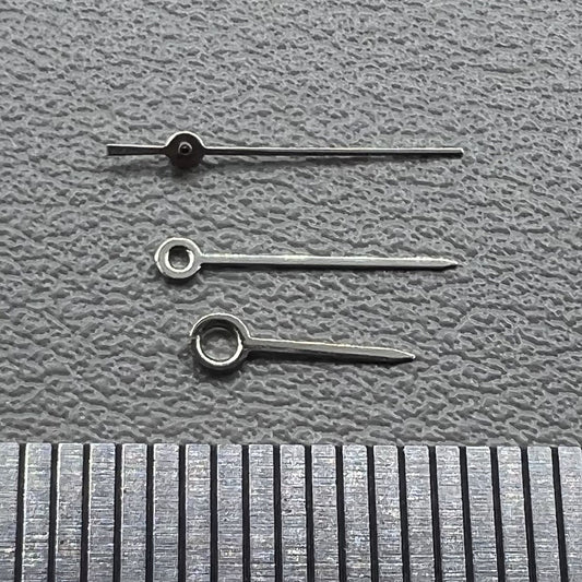 Silver trim watch hands set for Miyota 2035 movement, 2 sets per pack, ideal for precise timepiece repair.