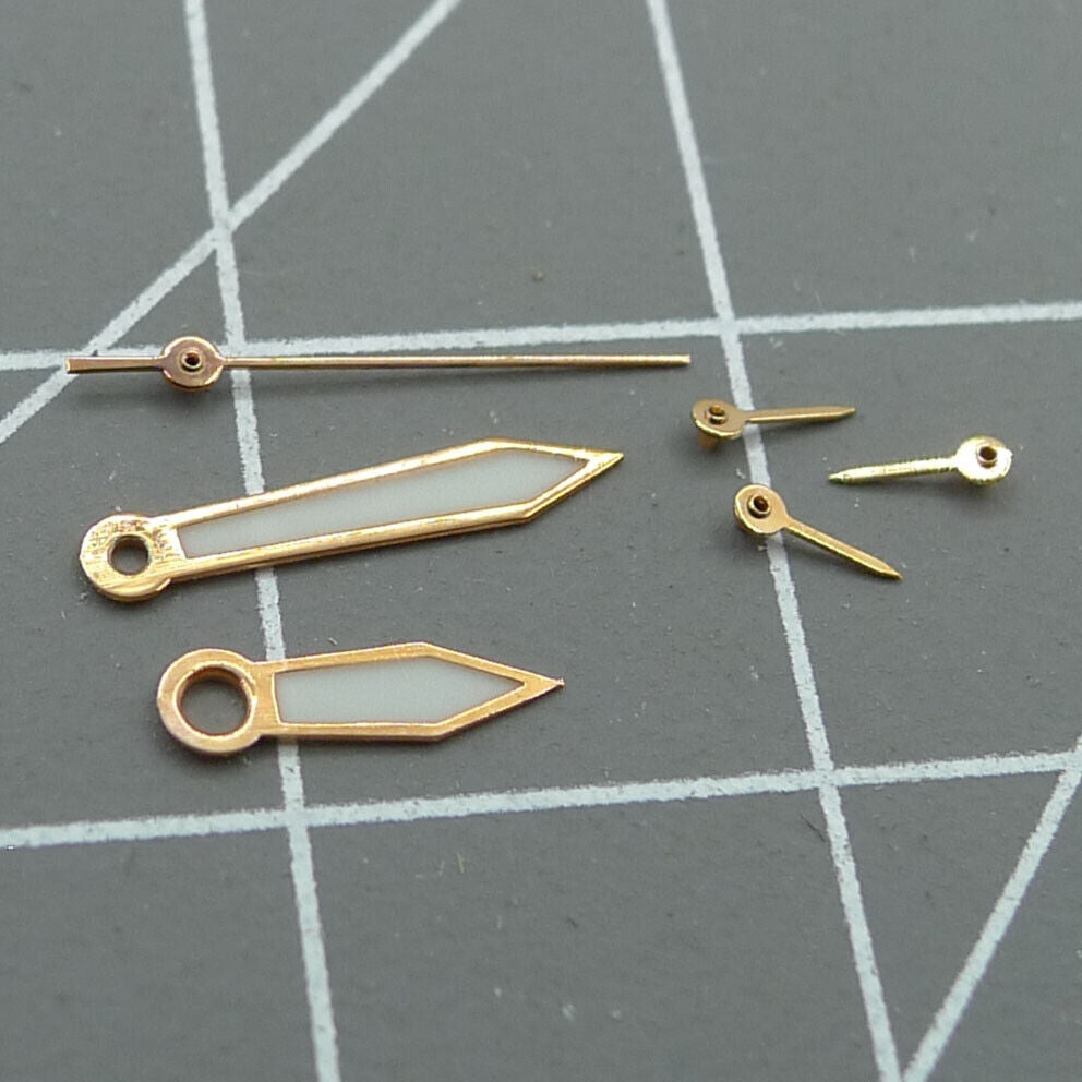 Aiguilles lumineuses de 10 mm avec garniture dorée rose pour montres Miyota OS10, OS20, OS22, OS60, OS80