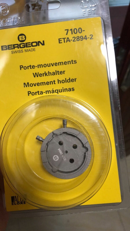 Bergeon 7100-ETA-2894-2 watch movement holder for precise ETA 2894-2 repair and assembly.