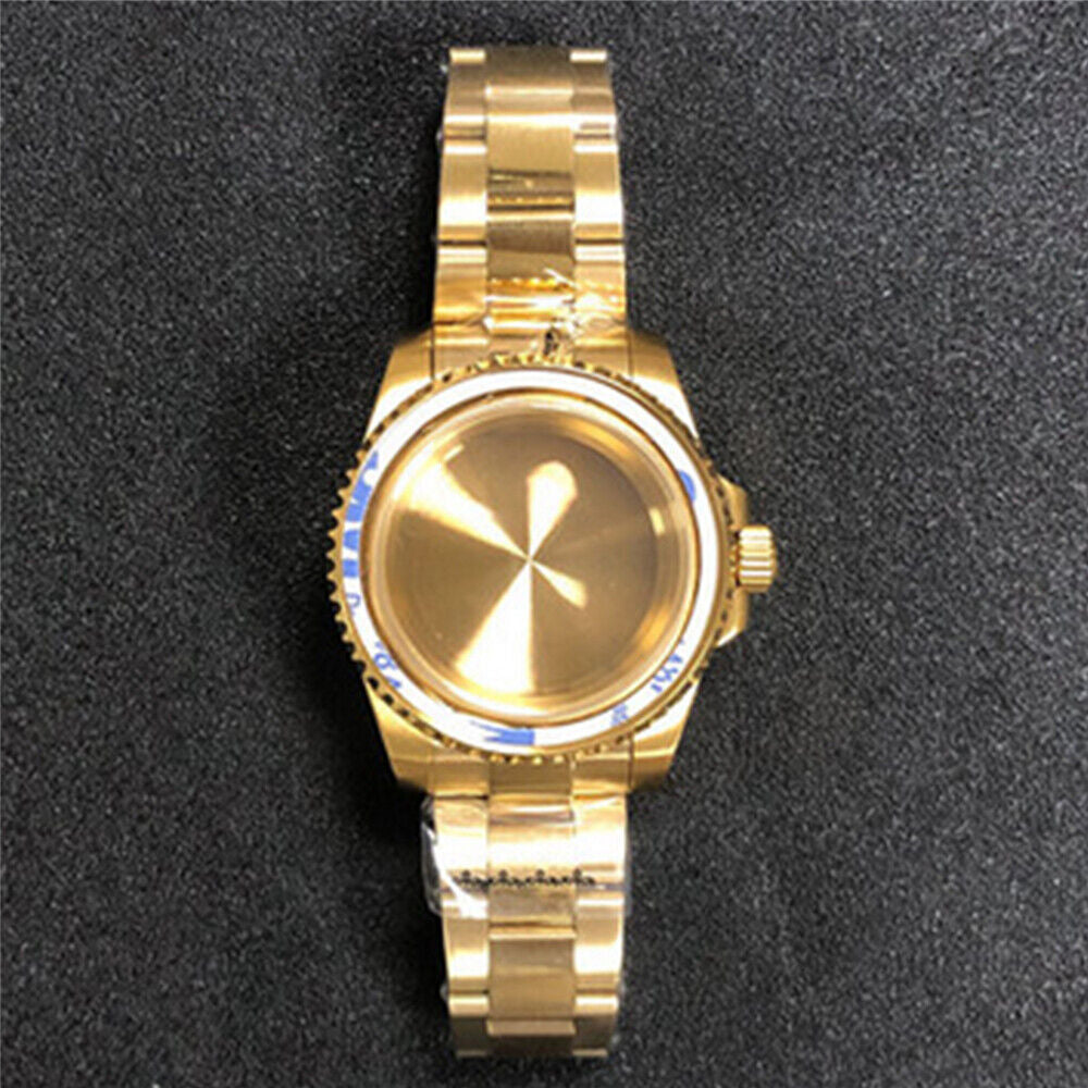 Boîtier de montre PVD + bracelet en verre saphir plat miroir/ceinture pour NH35/NH36