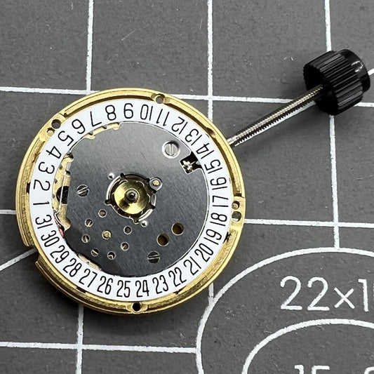 ETA F03.115 quartz watch movement with 3 hands and date at 6, precise timekeeping by ETA