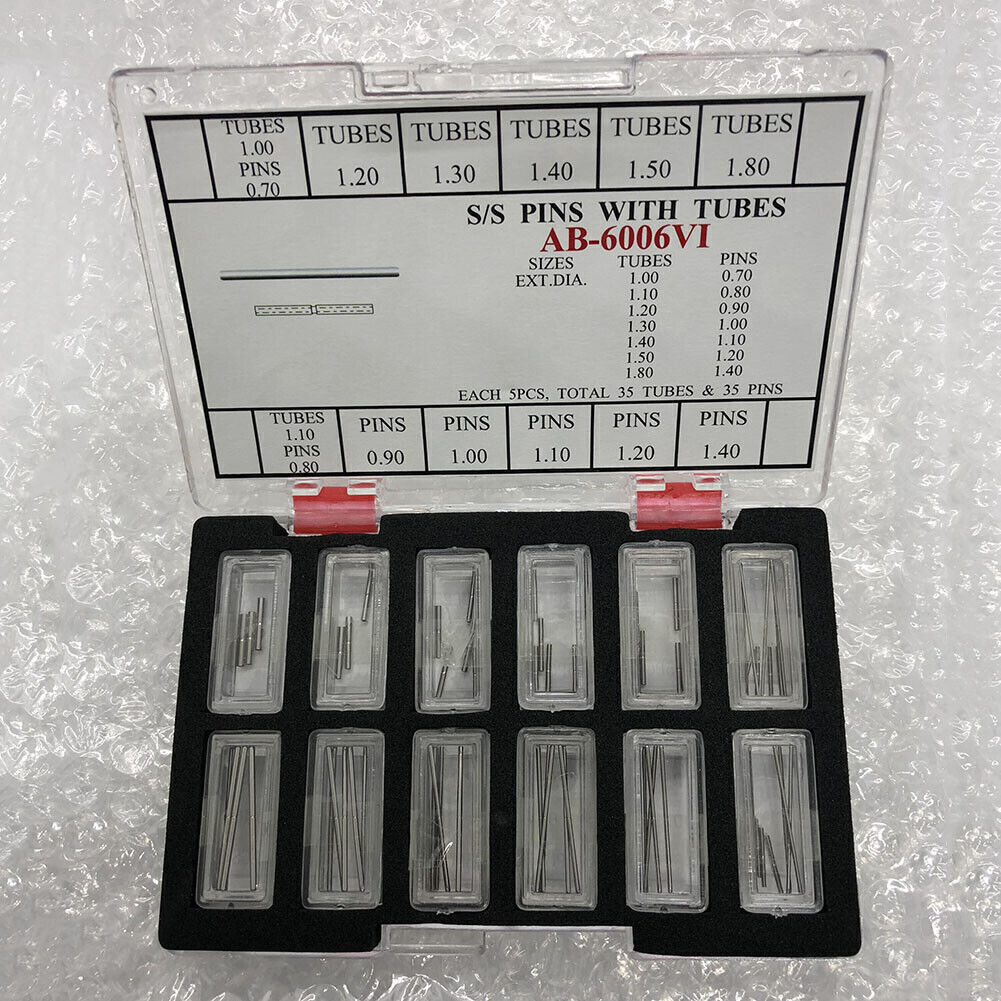 Broches de pression en acier inoxydable avec tubes pour bracelet de montre AB-6006VI, 60 pièces/boîte