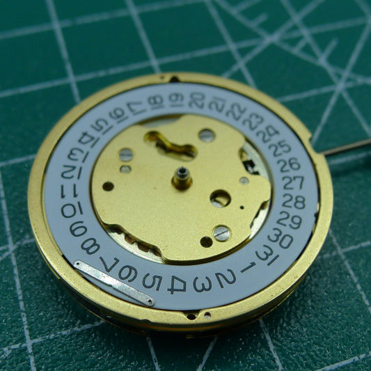 Swiss Made Ronda 5030D quartz watch movement with date display at 4 o?clock, ideal for watch repairs.