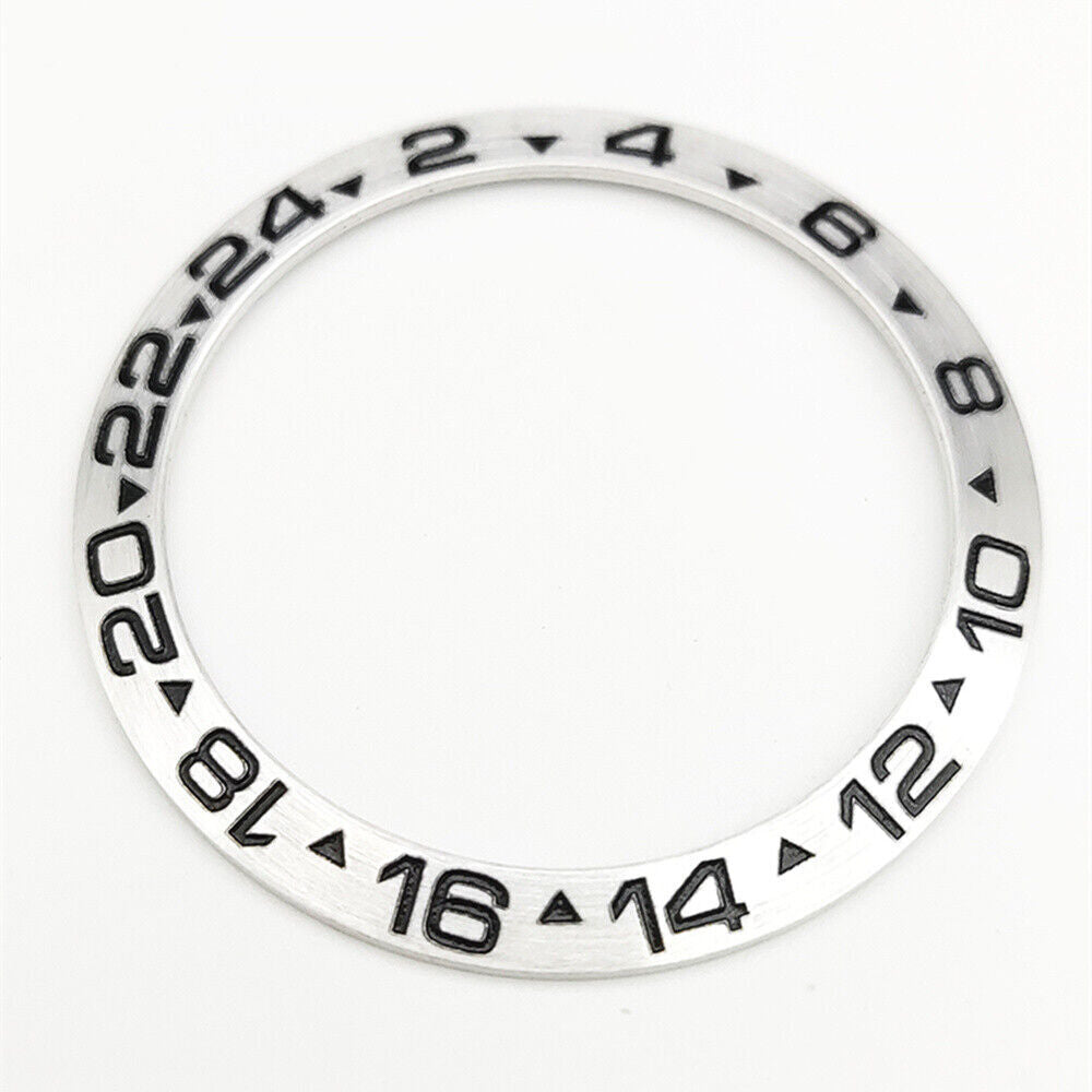 38 mm Keramik-Uhrenlünette, silberfarben, GMT, für 40 mm automatische mechanische Herrenuhr