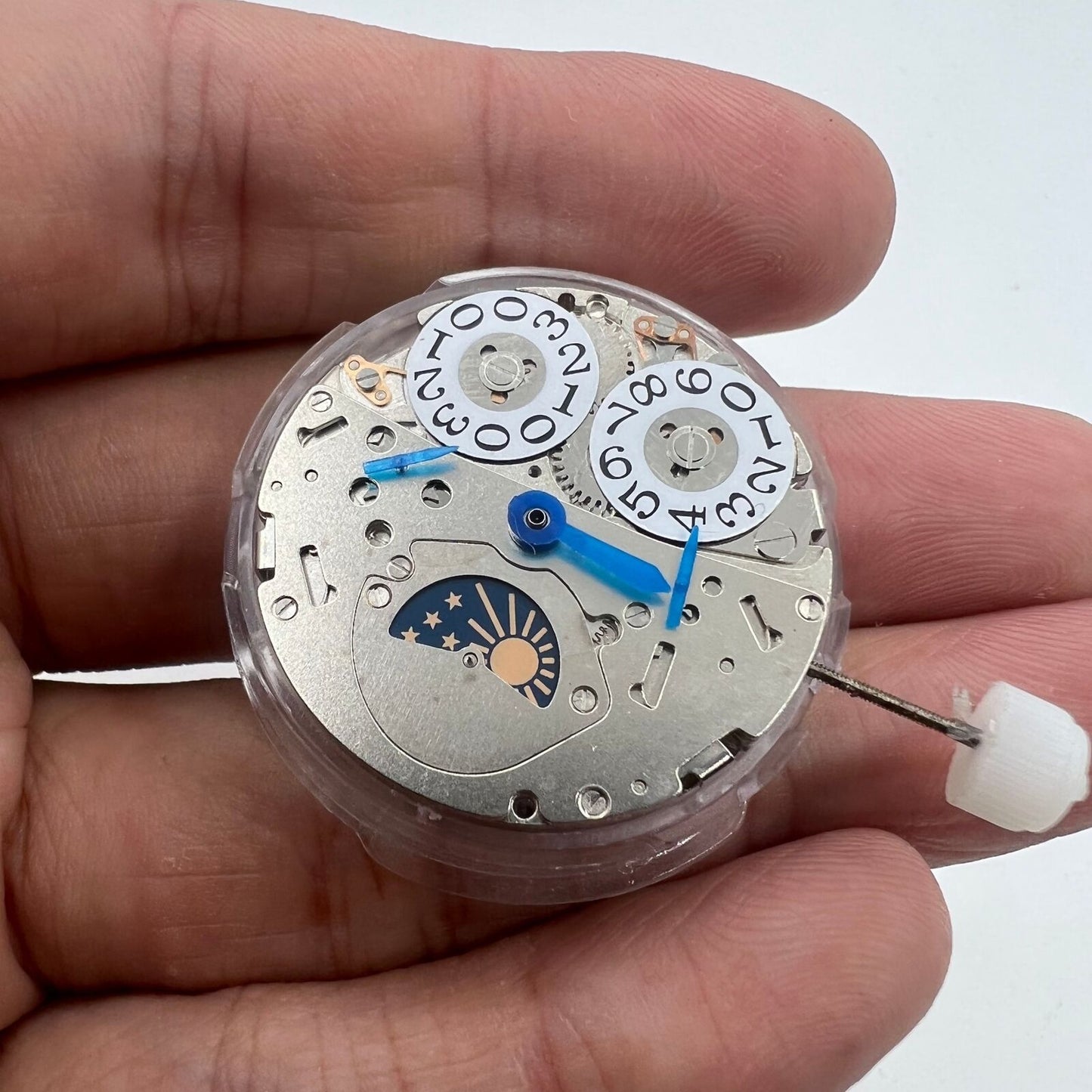 Shanghai LB20 automatic watch showcasing moon phase at 6 o'clock and big date at 12, featuring Chinese craftsmanship.