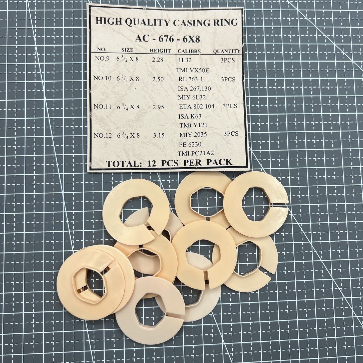Lot de 12 entretoises de boîtier de mouvement, 4 tailles de ligne, support de bague de boîtier #AC-676-6X8