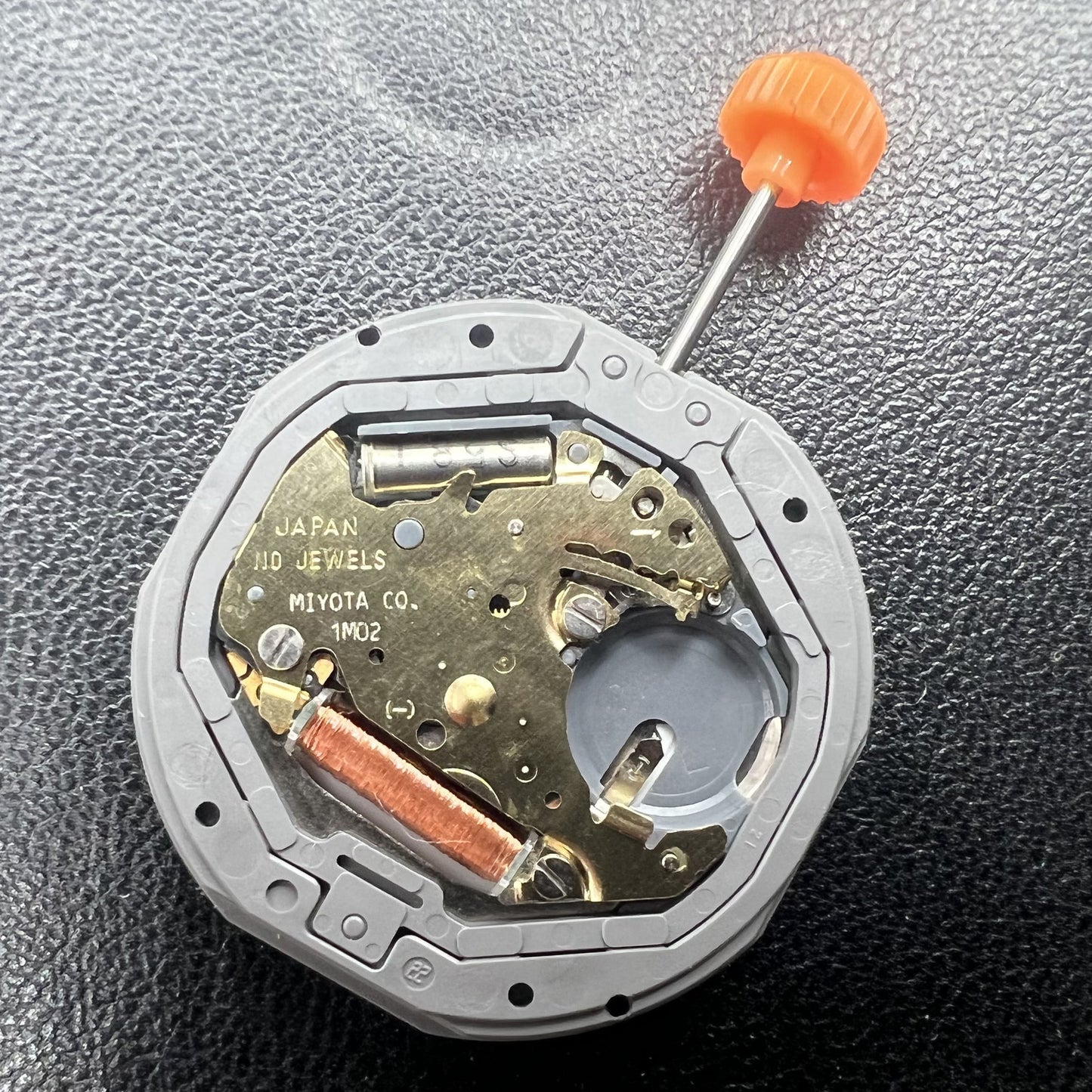 Miyota 1M02 3 Hands Quartz Movement Black Disk Red Font Double Calendar