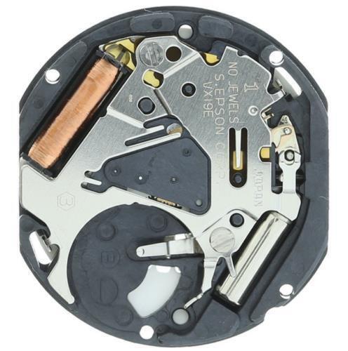 Hattori Epson VX19E quartz watch movement with date display at 3/6, Japan made precision component