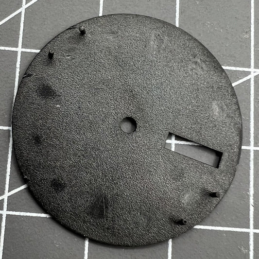 Black 28.50mm luminous watch dial for NH35 movement, ideal for nighttime visibility.