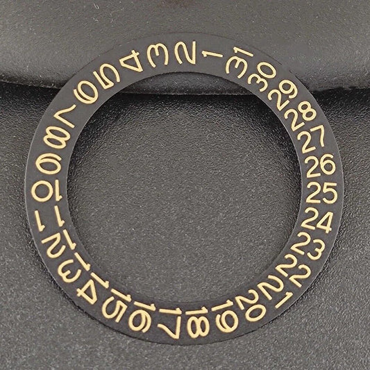 Black background date disk overlay with yellow character for NH35 NH36 watch movements.