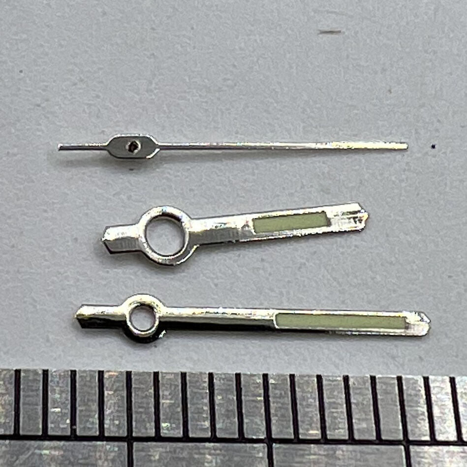 Aiguilles de montre lumineuses vertes argentées de 11 mm pour mouvement Orient 46941 46943