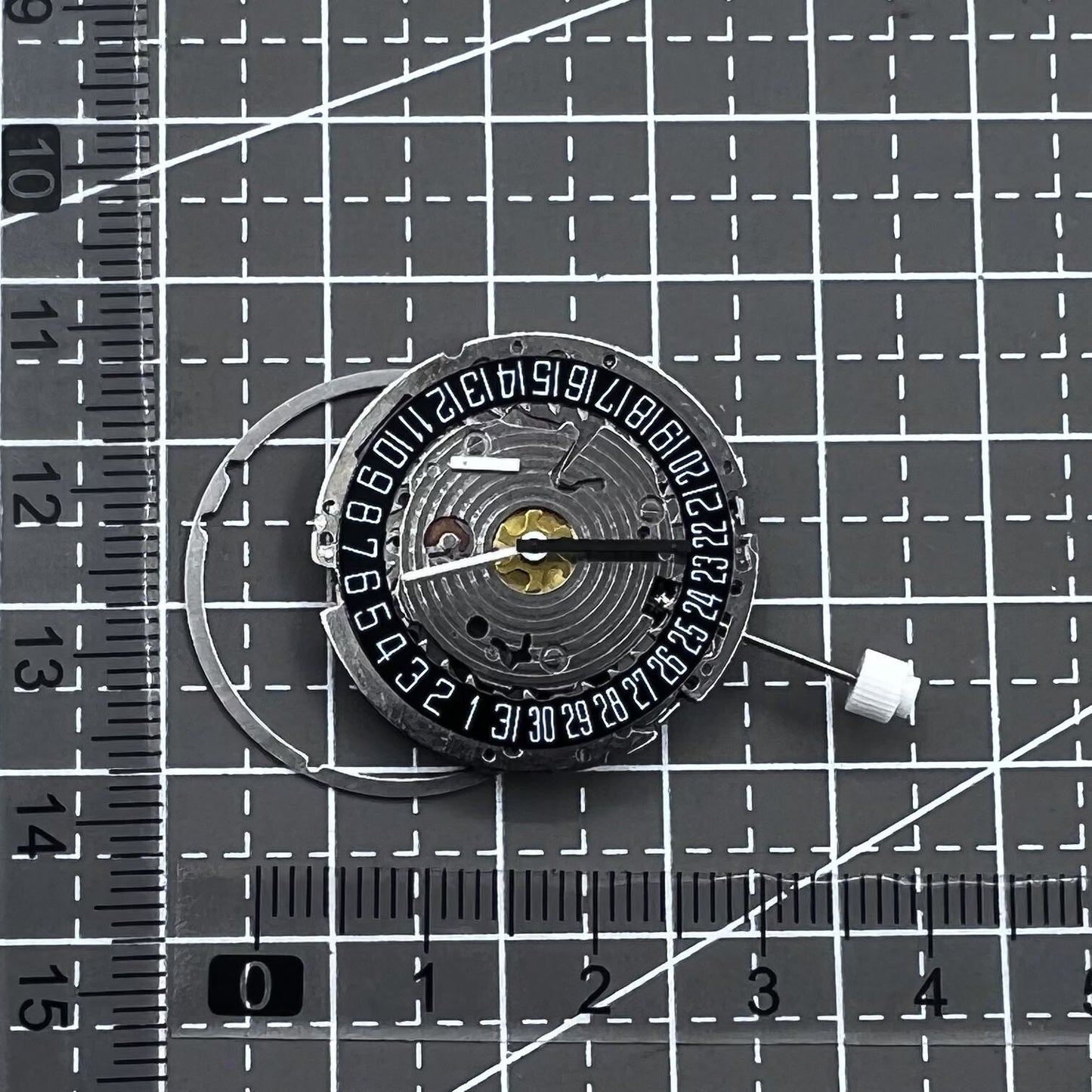 Swiss ISA 8171A Quartz Movement Black Disk 4 Hands Date At 6