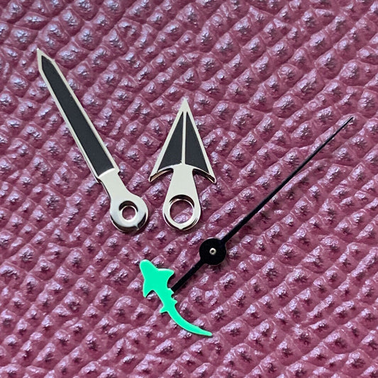 Black watch hands set for NH35/NH36/4R36 movement with Turtle/Fish second hand.