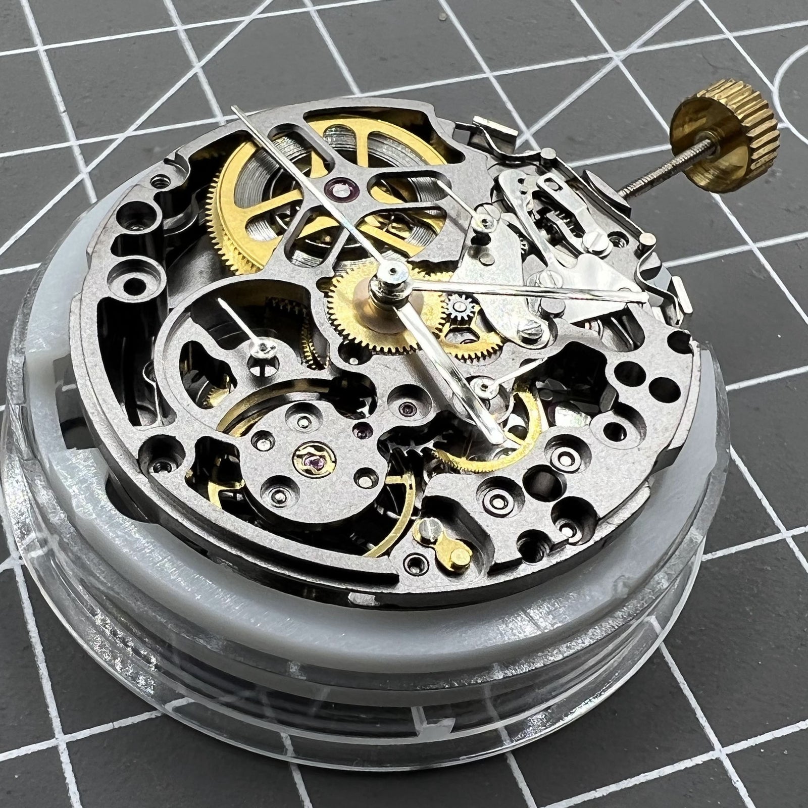 Hollow Black SL4802 Chronograph watch with 41-jewel automatic mechanical movement for precise timekeeping.