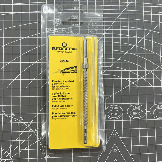 Swiss Bergeon 30433 pallet fork holder by Swiss Bergeon, precision tool for watchmaker repairs and adjustments.