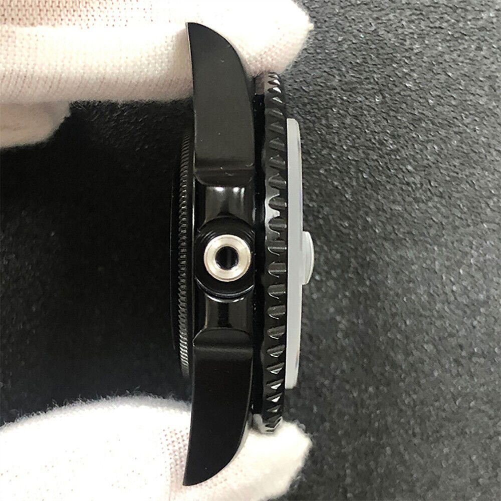 Boîtier de montre 40 mm avec bracelet en acier inoxydable noir PVD et verre saphir pour NH35/NH36