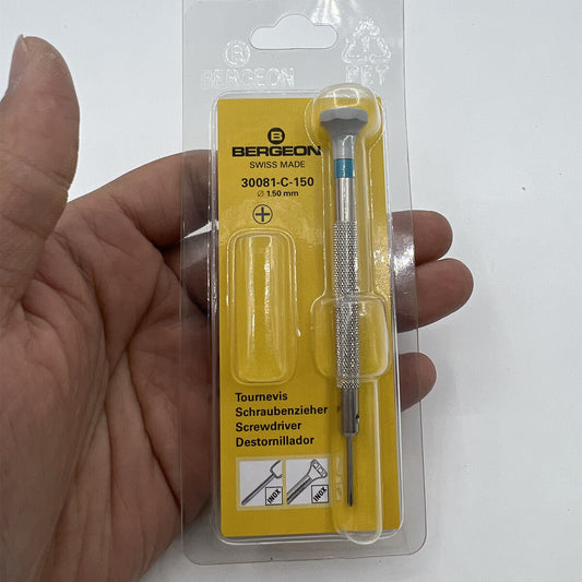 Bergeon 30081-C-150 ergonomic 1.50mm Phillips screwdriver for precise watch accessory repairs.
