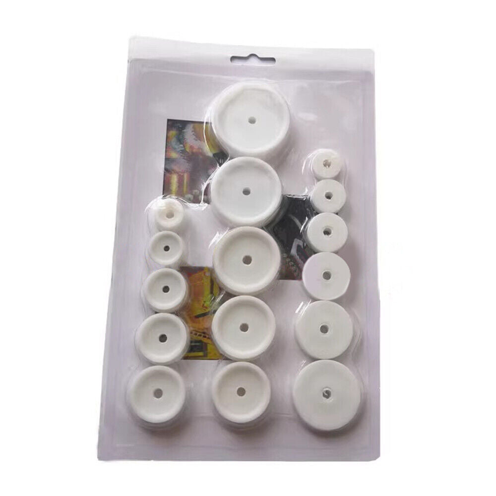 Set of 16 White Snap-on Dies for precise watch case back closing and repair.