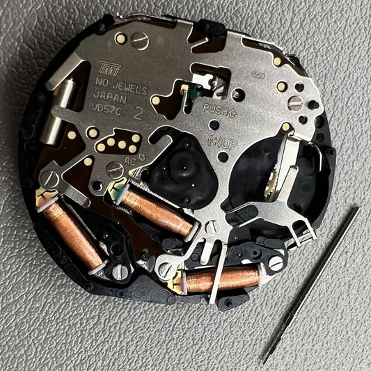 Japan Hattori Epson VD57C quartz watch movement for precise timekeeping in accessories.