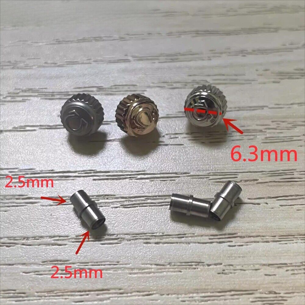 6.0mm watch crown with tube for OMEGA Seamaster 300, durable replacement part for precise time adjustment.