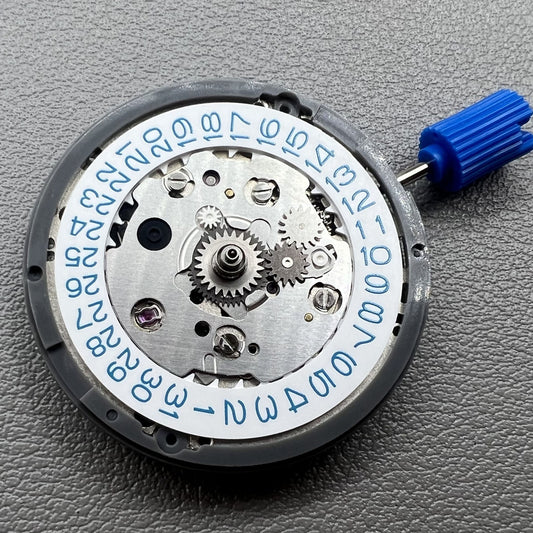 Seiko NH34 automatic GMT movement with hacking seconds for precise timekeeping and smooth operation.