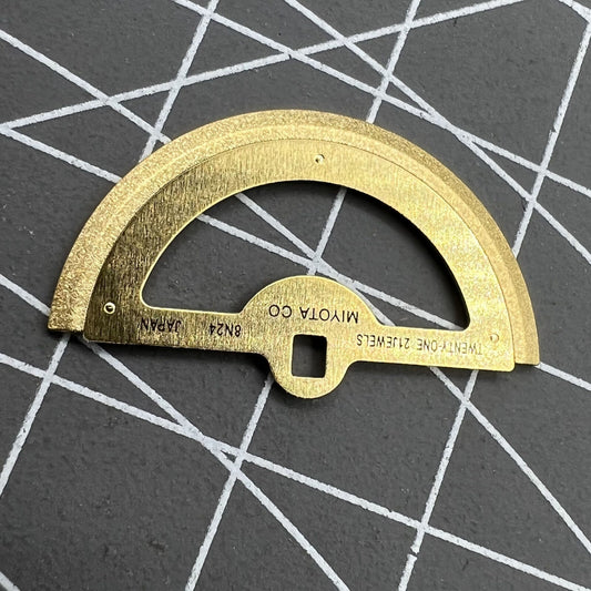 Golden rotor oscillating weight for 8N24 movement, enhancing watch performance and style.