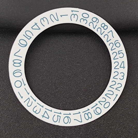 Blue date wheel overlay on white background for NH35 NH36 watches, enhancing dial readability with precise date display.