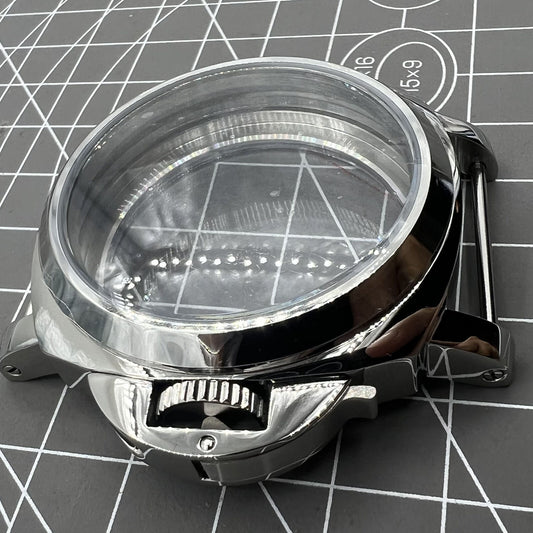 Polished 44MM stainless steel watch case for ETA6497/6498, compatible with ST3600/ST3620 movements.
