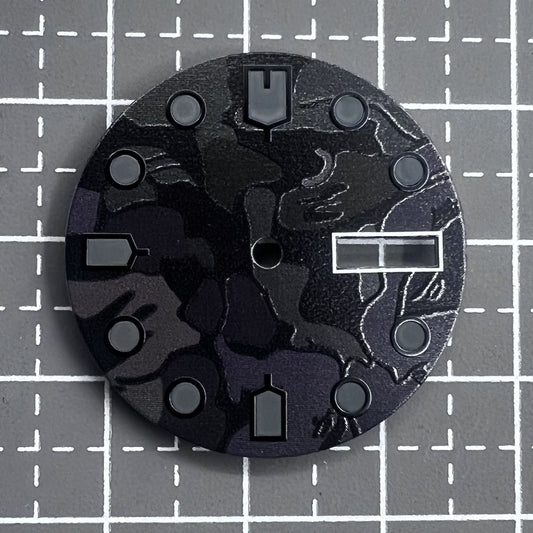 Green luminous black watch dial for NH36 4R36 movement, enhancing visibility in low light conditions.