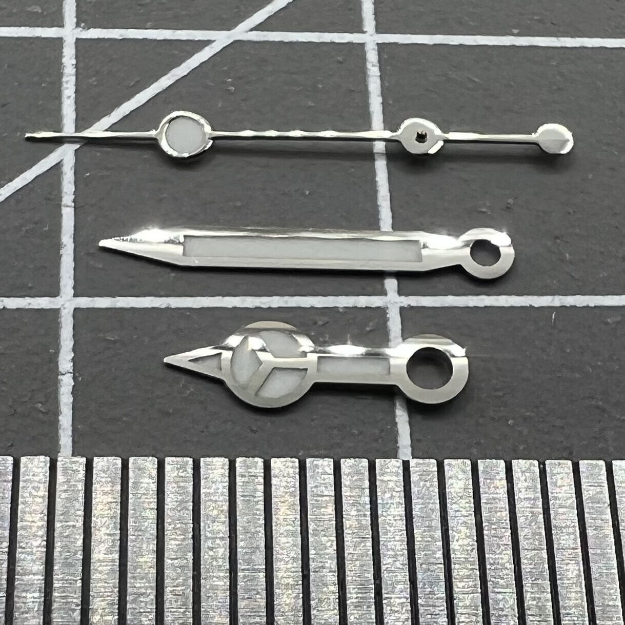 Luminous hour, minute, and second hands set for RLX 3135 watch movement by Luminous, precise timekeeping accessory.