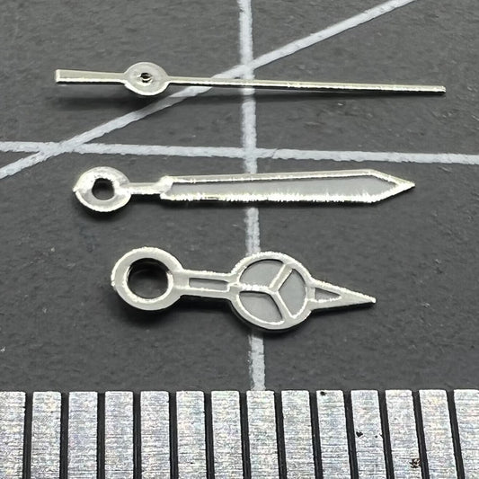 Luminous watch hands set for Miyota 2035 movement, 13mm/11mm/8mm lengths, perfect for precise timekeeping.