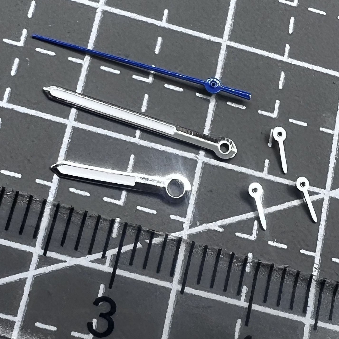 14mm Blue Second Hand Silver Trim Green Lume Hands Set for Movement Miyota JS15