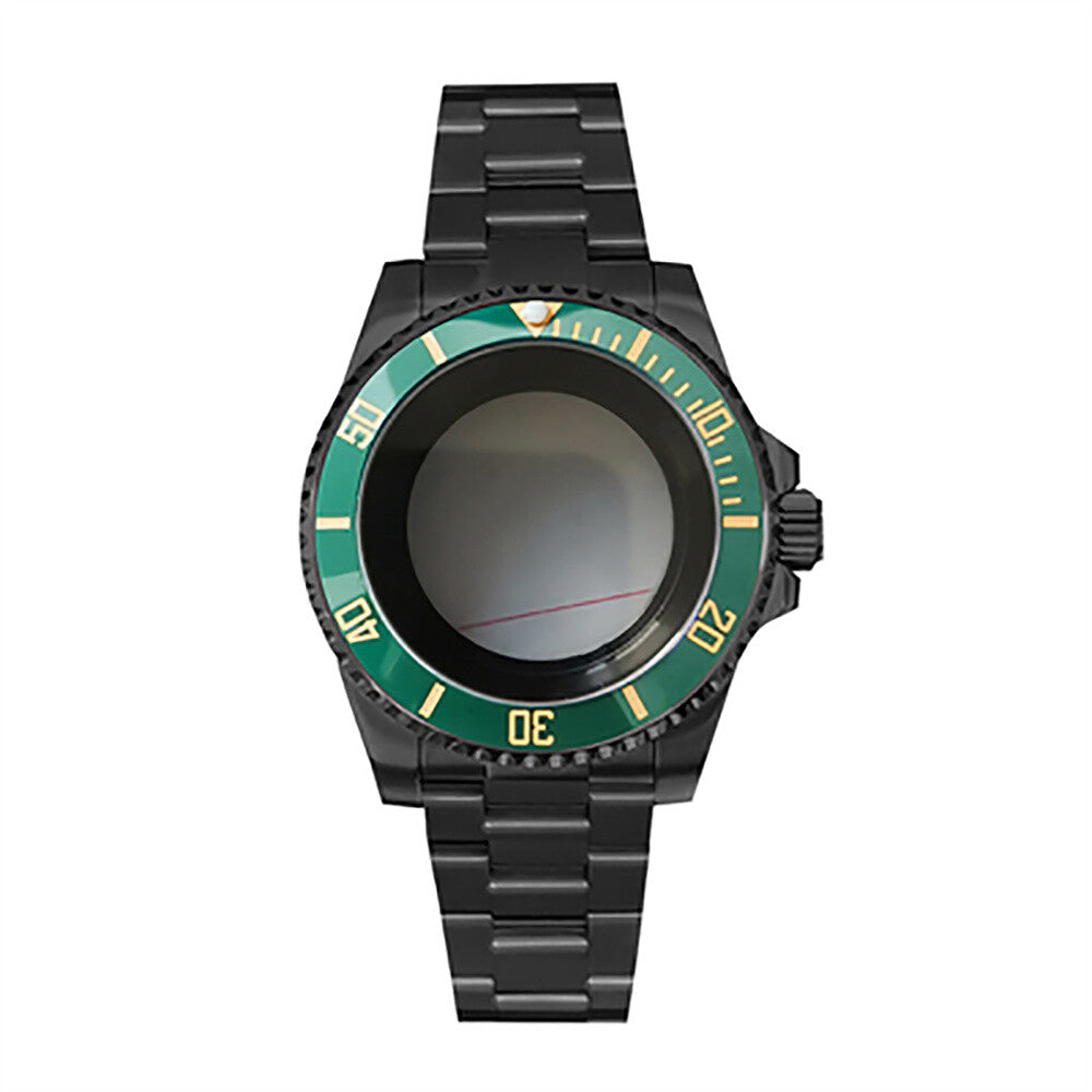 Boîtier de montre 40 mm avec bracelet en acier inoxydable noir PVD et verre saphir pour NH35/NH36