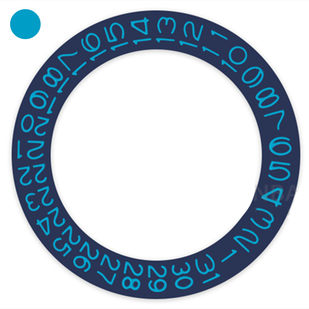 Denim blue watch accessory with Azure blue font date wheel for Miyota NH35 NH36