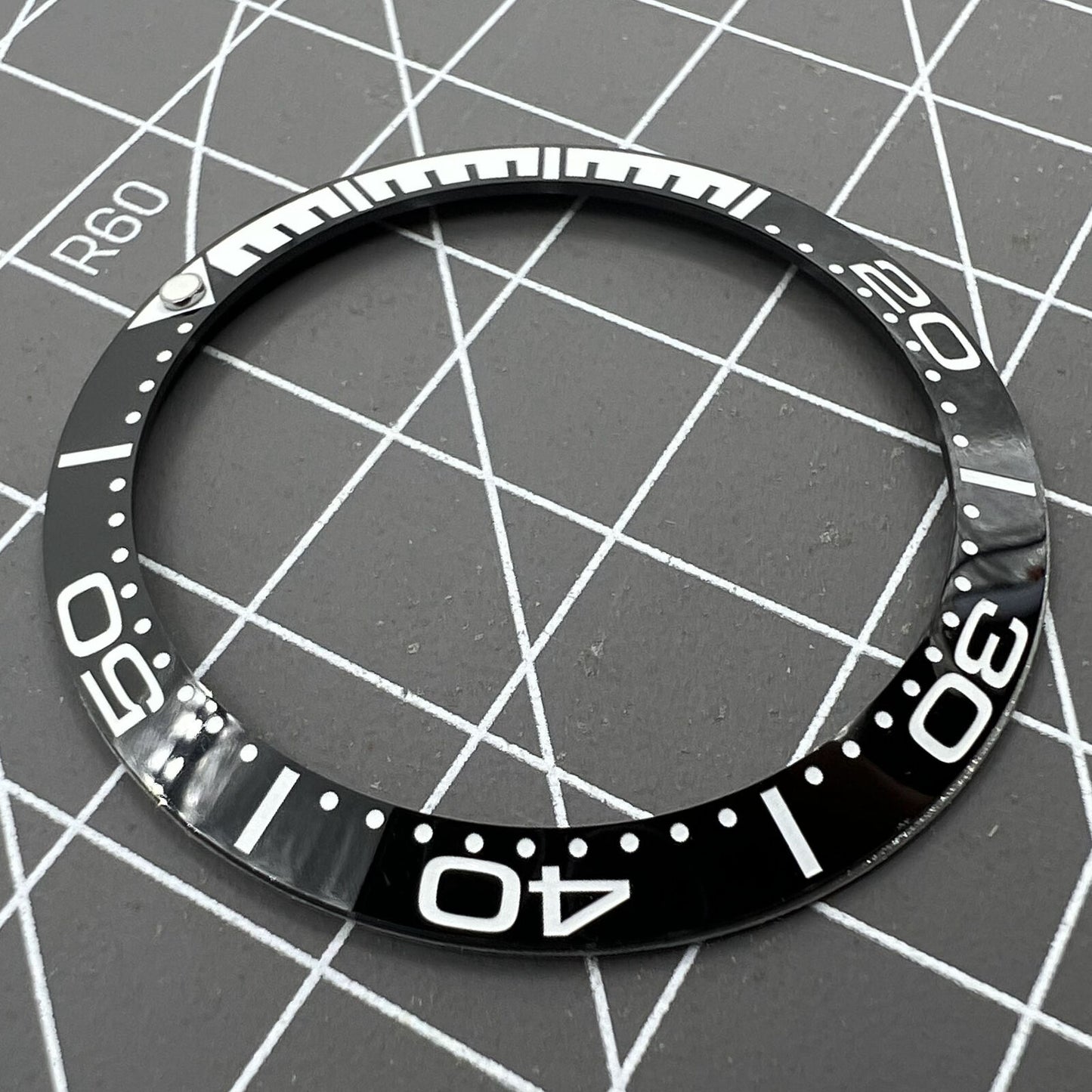 38 mm schwarze Viertelskala-Keramik-Lünette, poliert, wasserdicht, für Herrenuhr