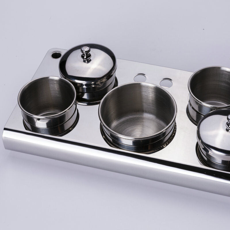 Stainless steel watch oil washing jar set of 5 jars, ideal for precise watchmaker repairs and maintenance.