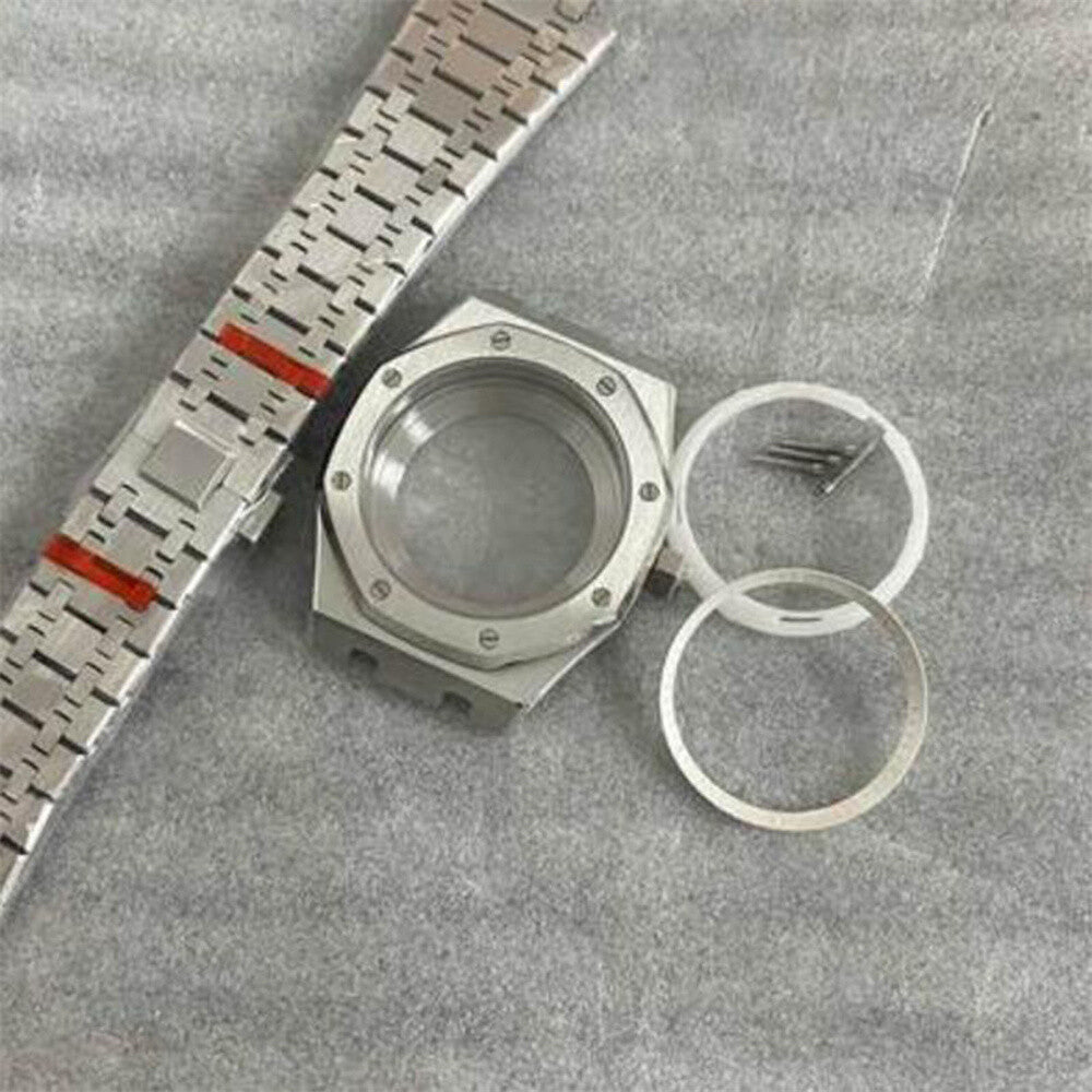 41mm Watch Case Strap with Chapter Ring Waterproof Sapphire Glass for NH35 NH36