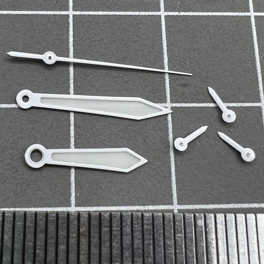 15mm green lume watch hands with white trim, 6 hands set for ISA 8172 movement