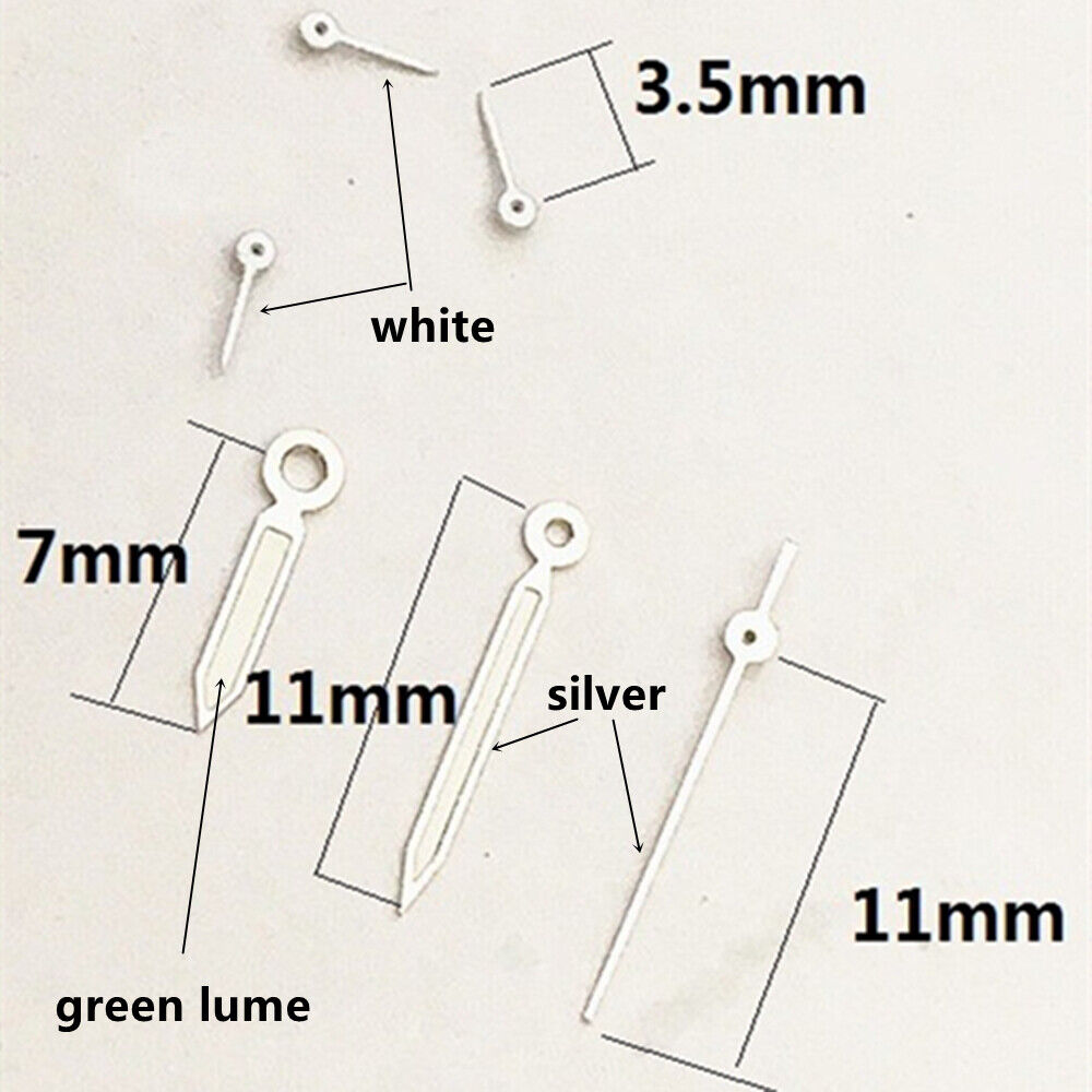 White small second hand with green lume for Epson VD53 VD54 VD57 watch movements.