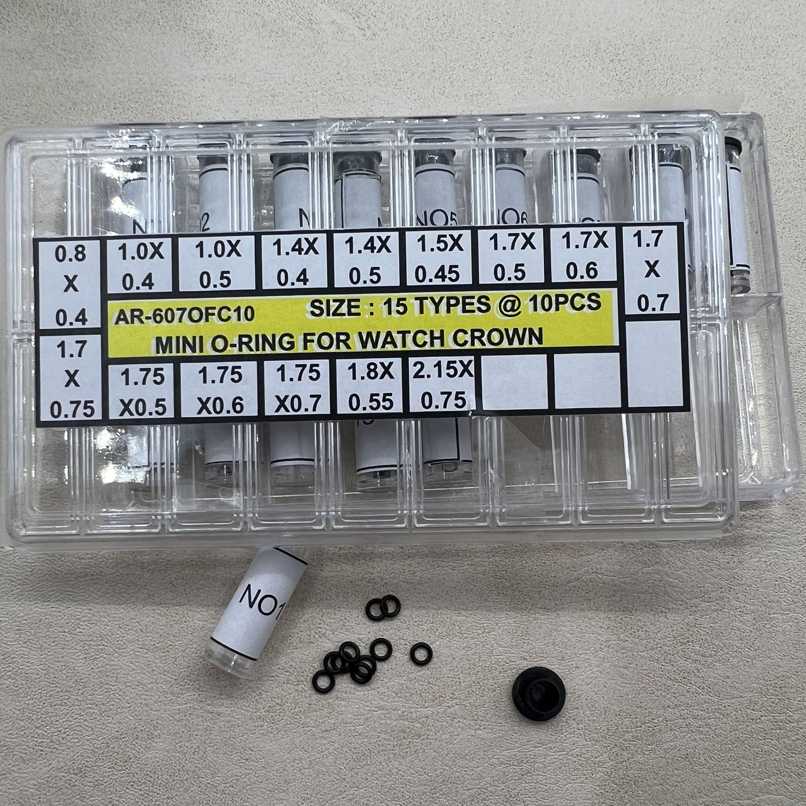 Glass Crystal Waterproof Mini O-ring by AR-607OFC10, durable watch crown seal gasket for water resistance.