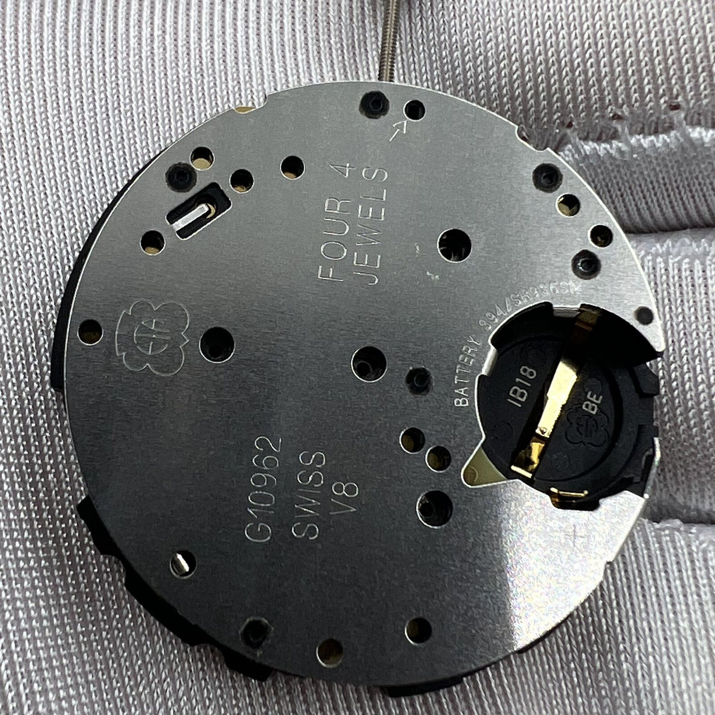 ETA G10.962 chronograph watch with 3 subdials, date window, Swiss quartz movement, sleek style.