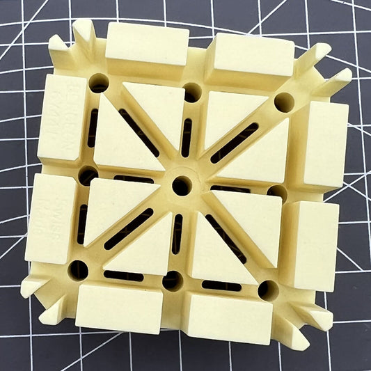 Bergeon 6744-P-S watch band holder block for secure strap repairs, Swiss Made precision tool.