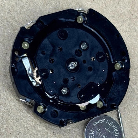 Japan Made VD55C multifunctional quartz movement watch part for precise timekeeping and repair.